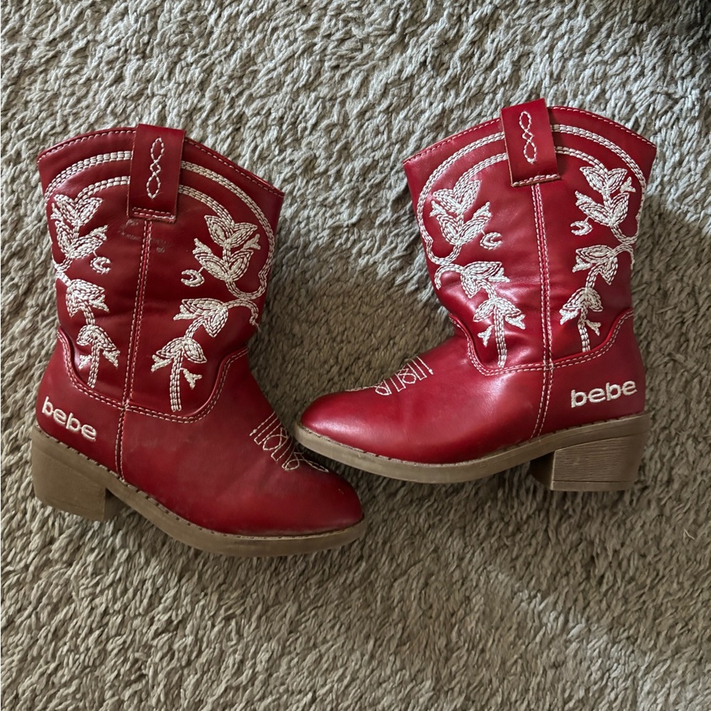 Bebe Red Leather toddler girl boots